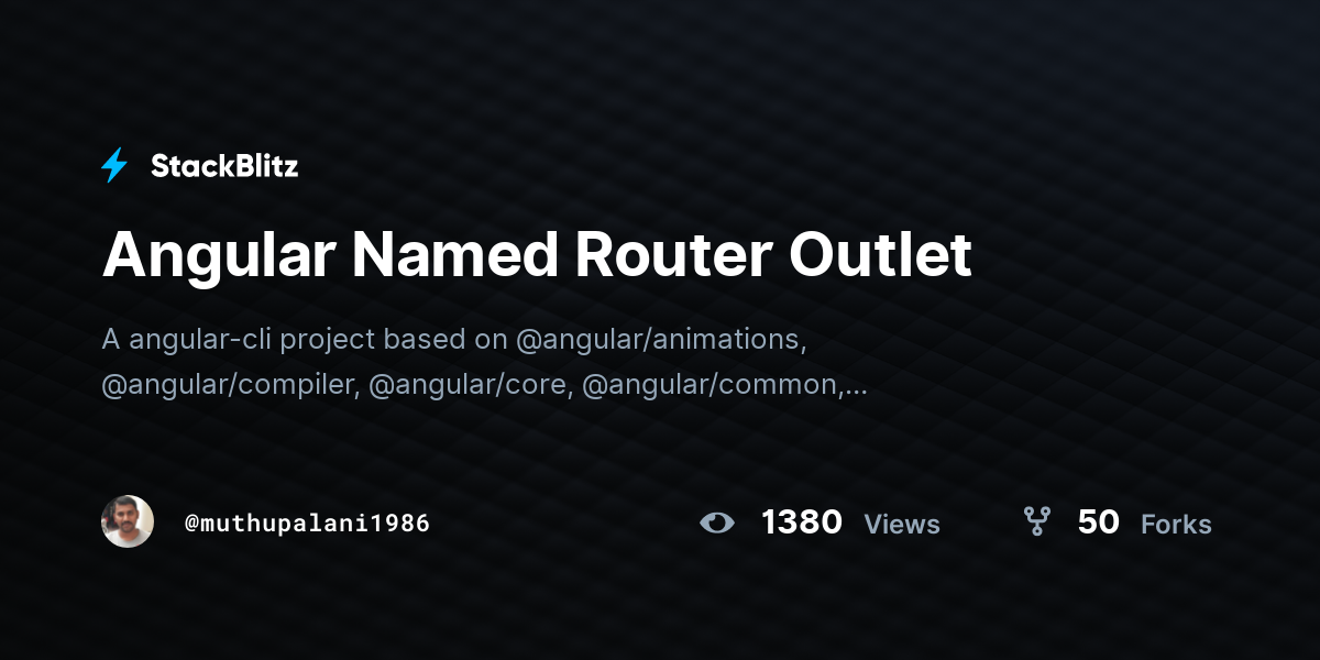 Angular Named Router Outlet - StackBlitz
