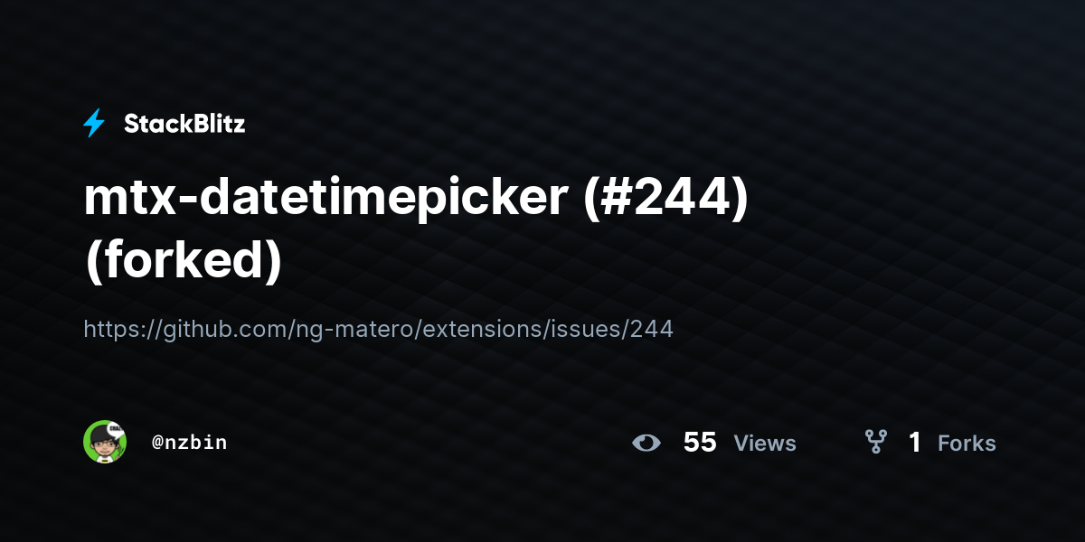 mtx-datetimepicker (#244) (forked) - StackBlitz