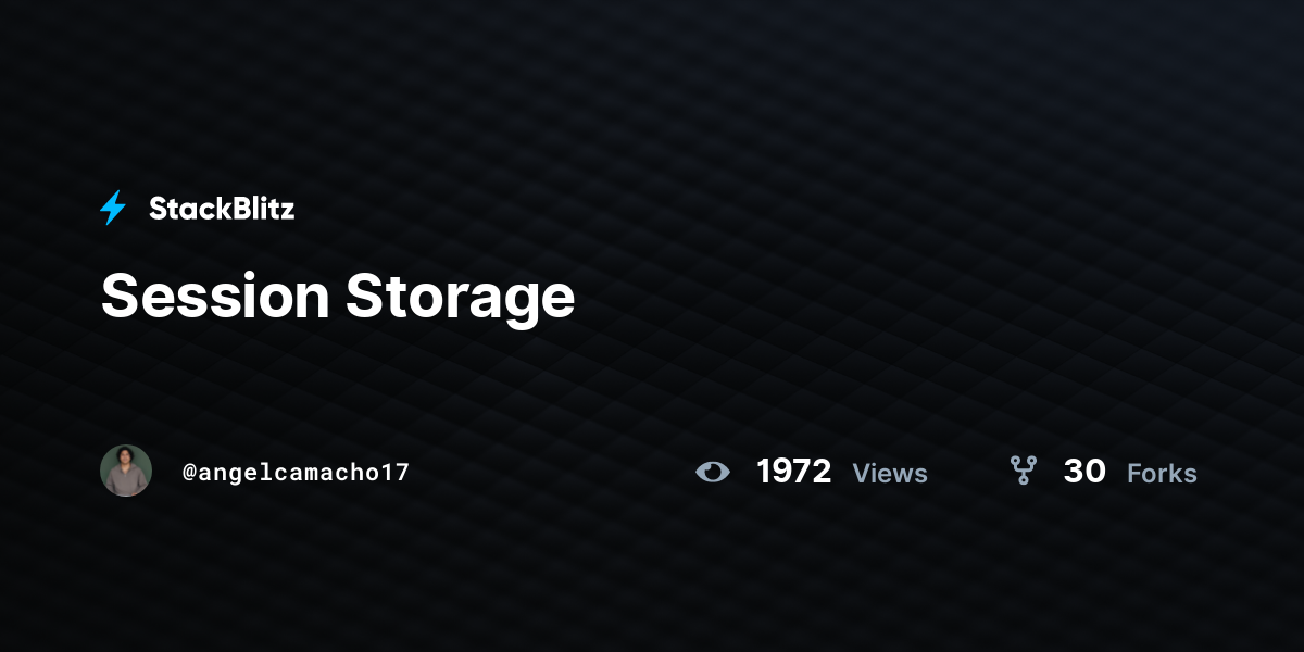 Session Storage - StackBlitz