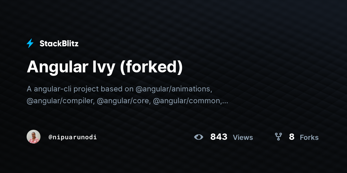 Angular Ivy (forked) - StackBlitz