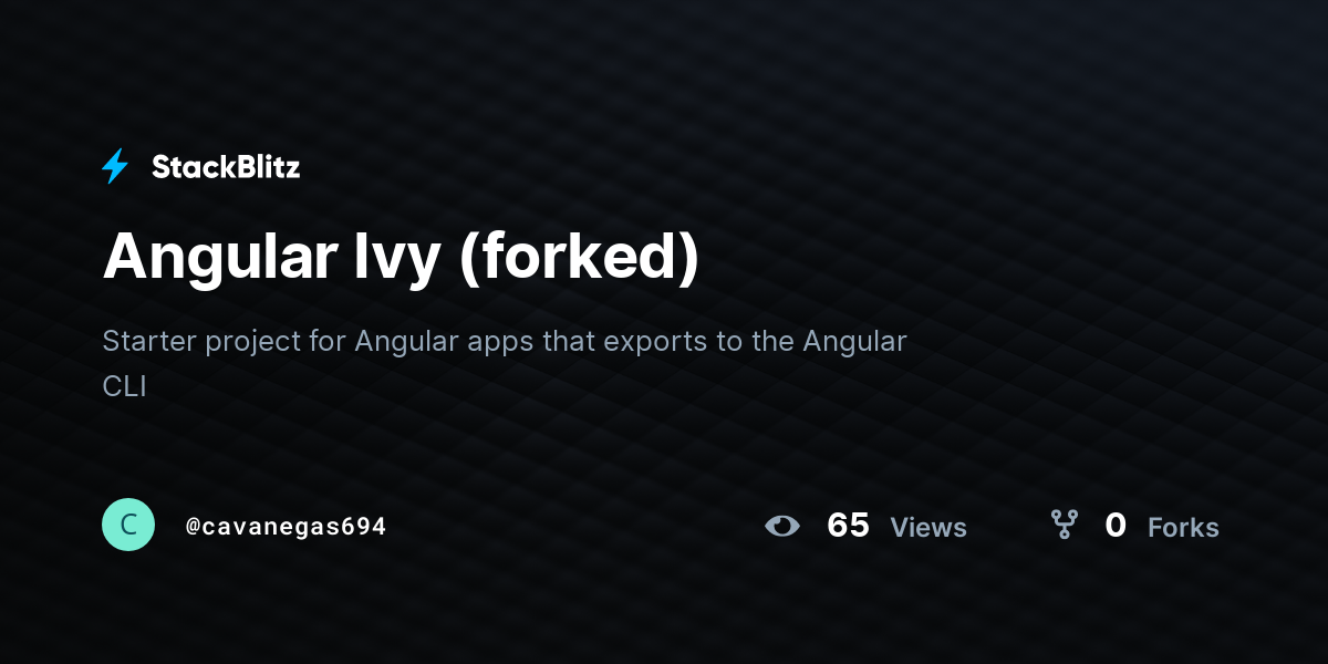 Angular Ivy (forked) - StackBlitz