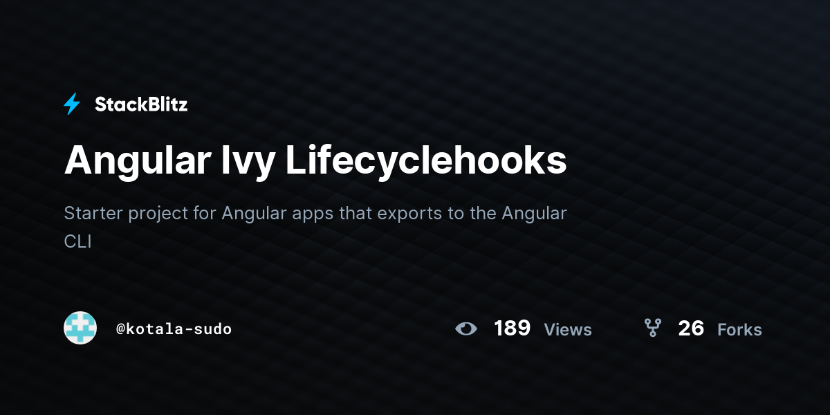 Angular Ivy Lifecyclehooks - StackBlitz