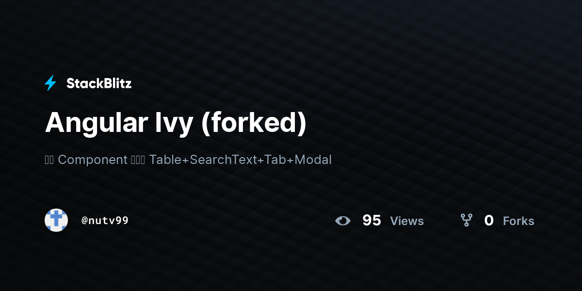 Angular Ivy (forked) - StackBlitz