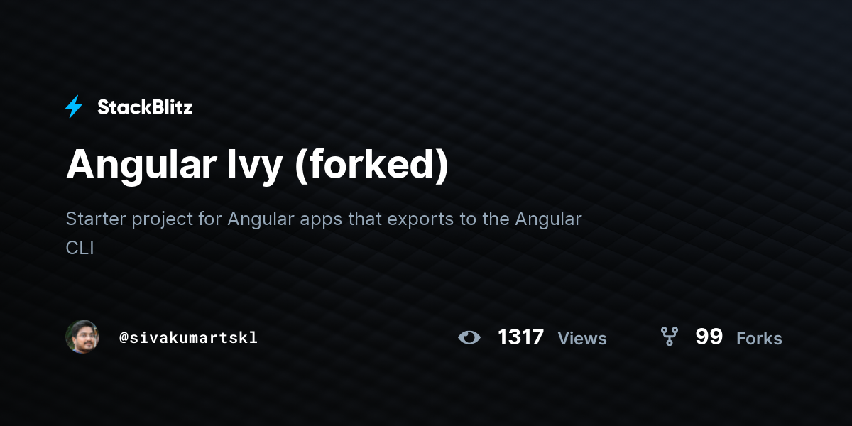Angular Ivy (forked) - StackBlitz