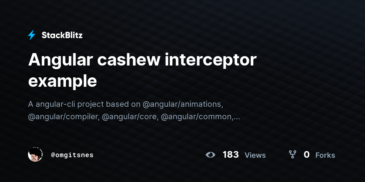 Angular cashew interceptor example - StackBlitz