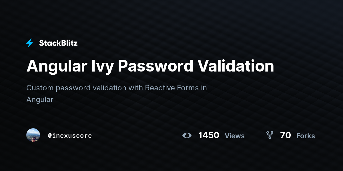 Angular Ivy Password Validation - StackBlitz