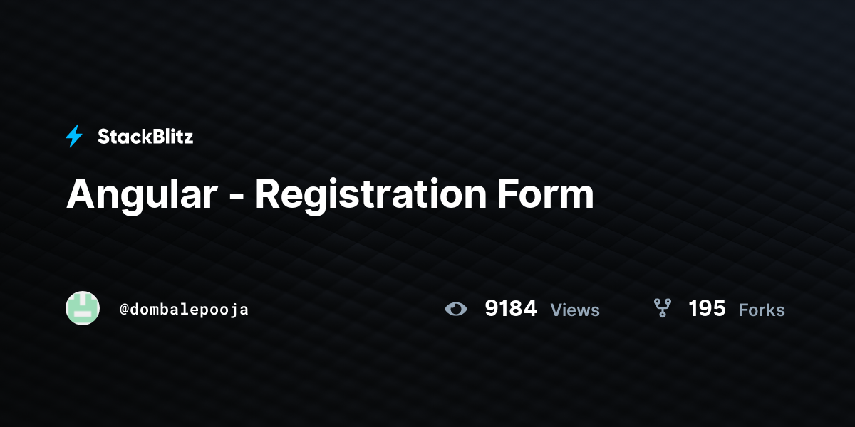 Angular - Registration Form - StackBlitz