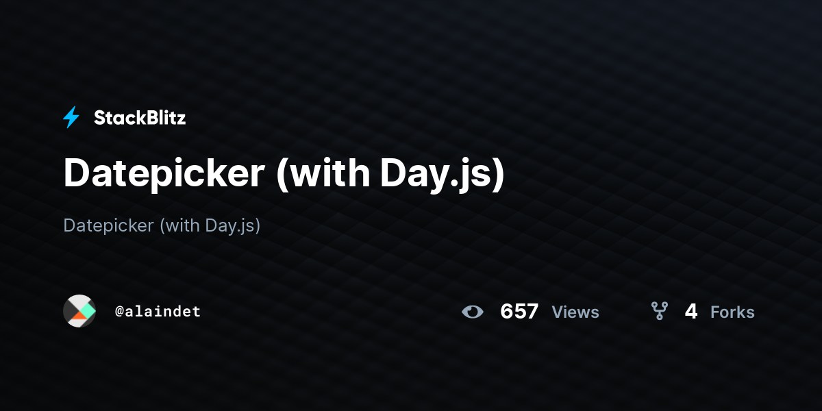 Datepicker with day js stackblitz