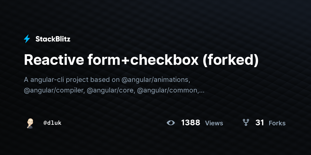 Reactive form+checkbox (forked) - StackBlitz