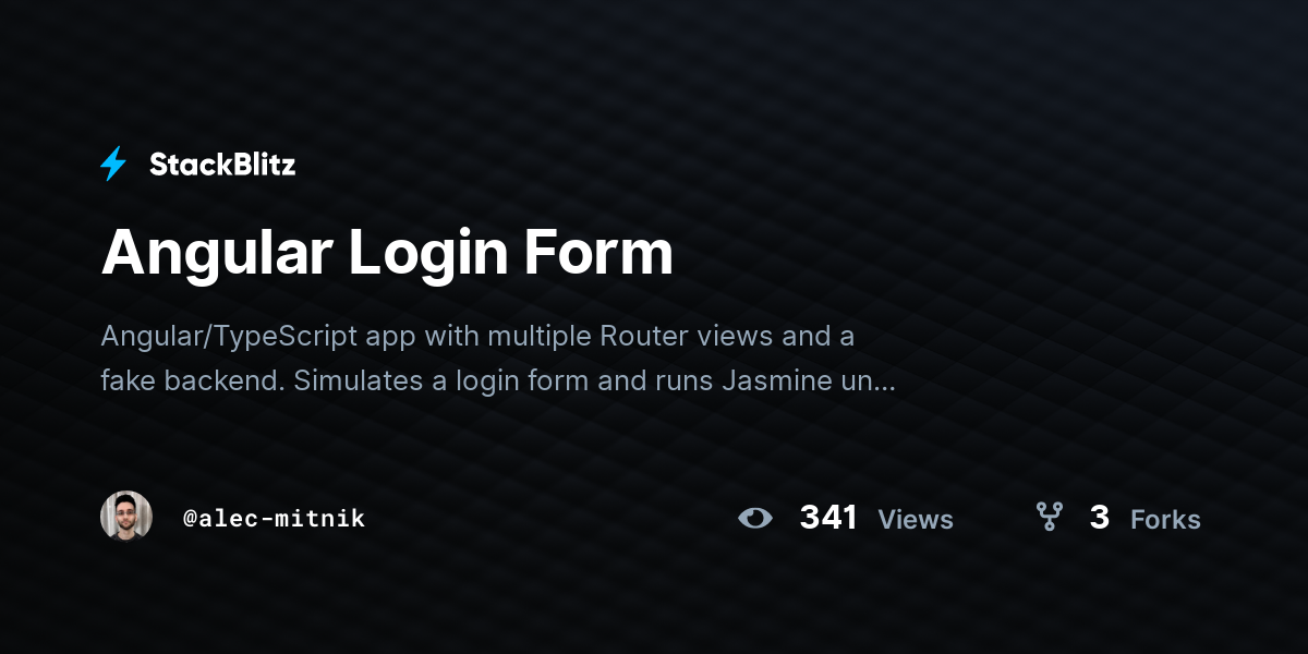 Angular Login Form - StackBlitz