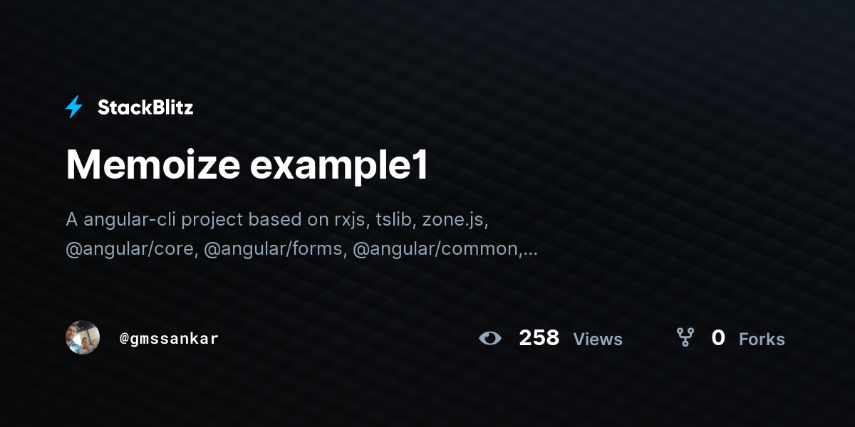 Memoize example1 - StackBlitz