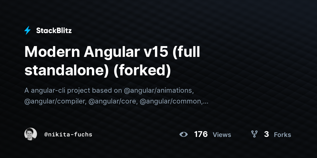 Modern Angular v15 (full standalone) (forked) - StackBlitz