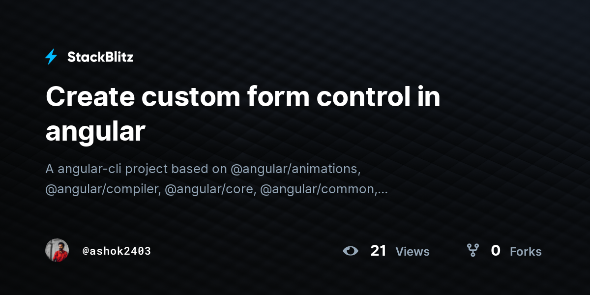 Create custom form control in angular - StackBlitz