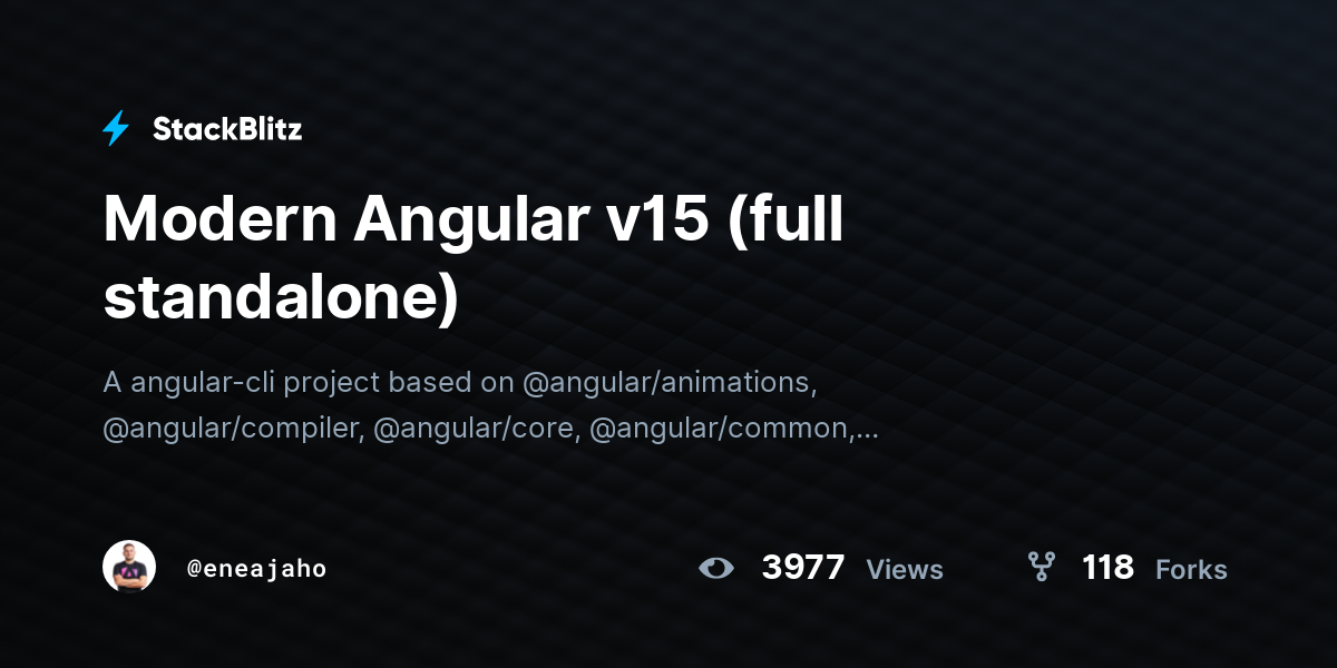 Modern Angular v15 (full standalone) - StackBlitz