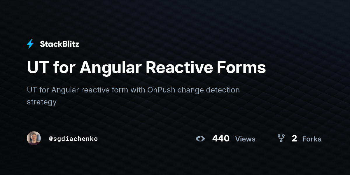UT for Angular Reactive Forms - StackBlitz