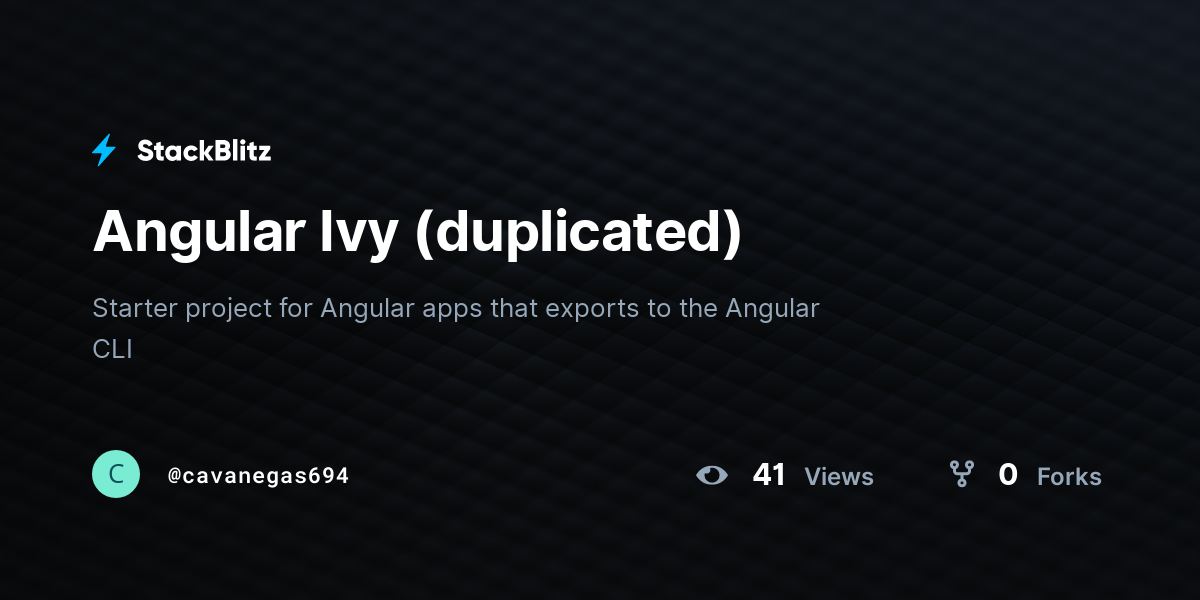 Angular Ivy (duplicated) - StackBlitz