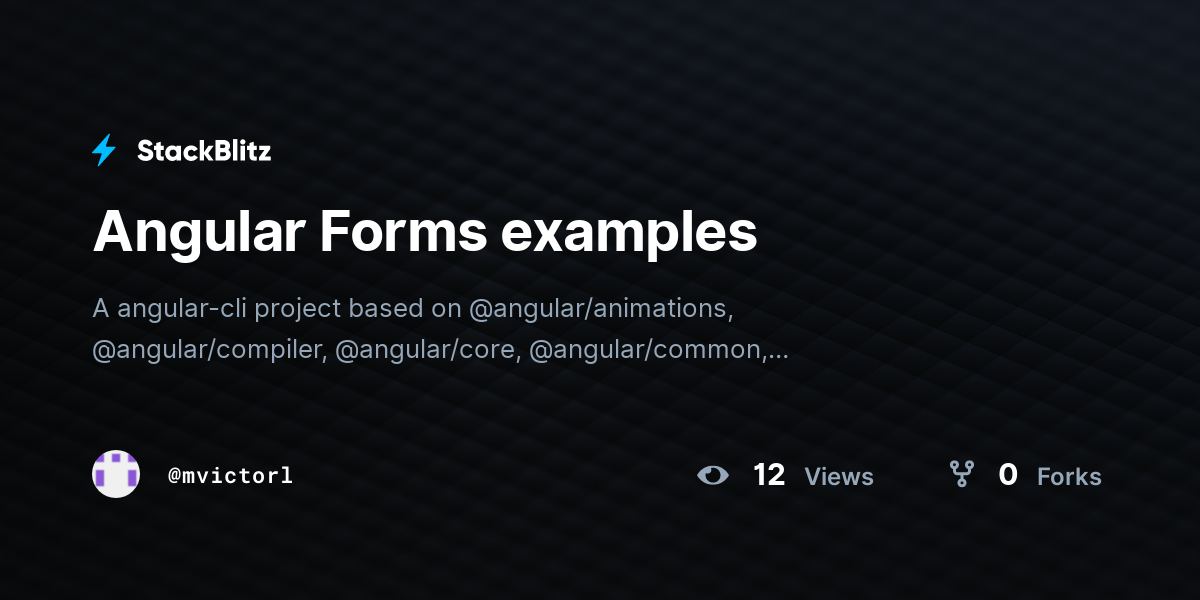 Angular Forms examples StackBlitz
