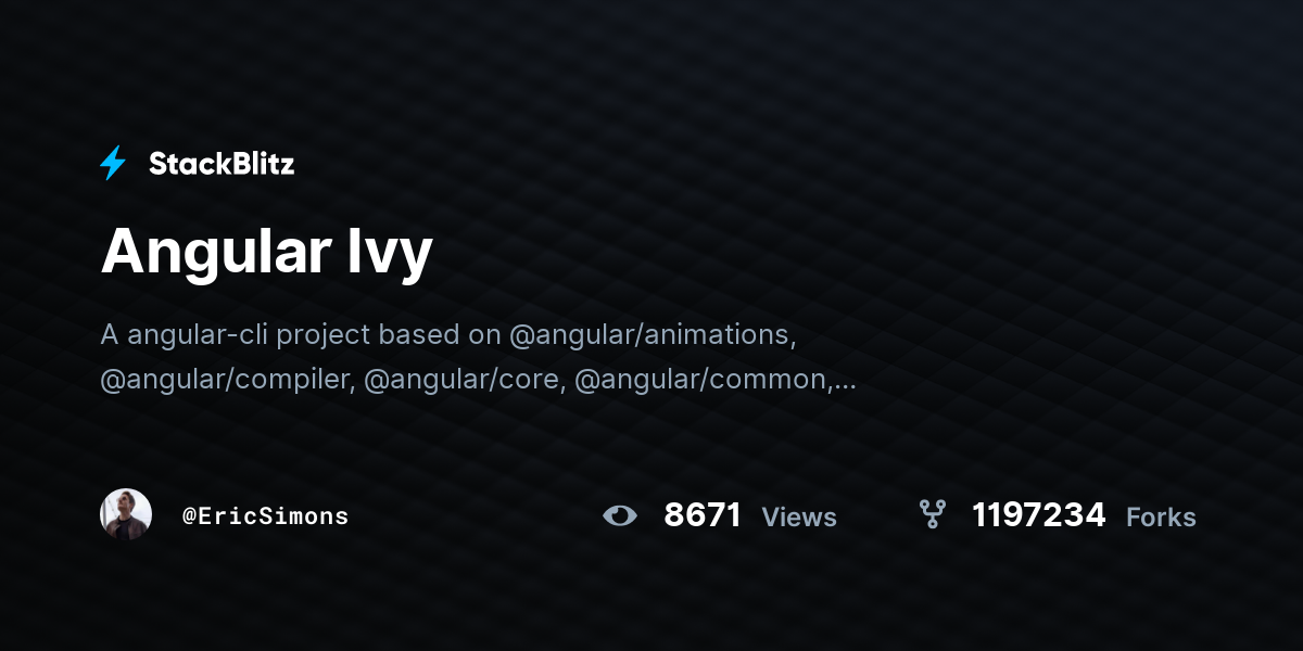 Angular Ivy - StackBlitz