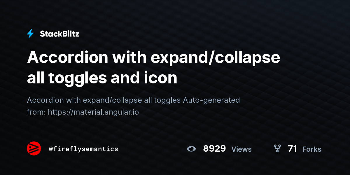 Accordion with expand/collapse all toggles and icon - StackBlitz