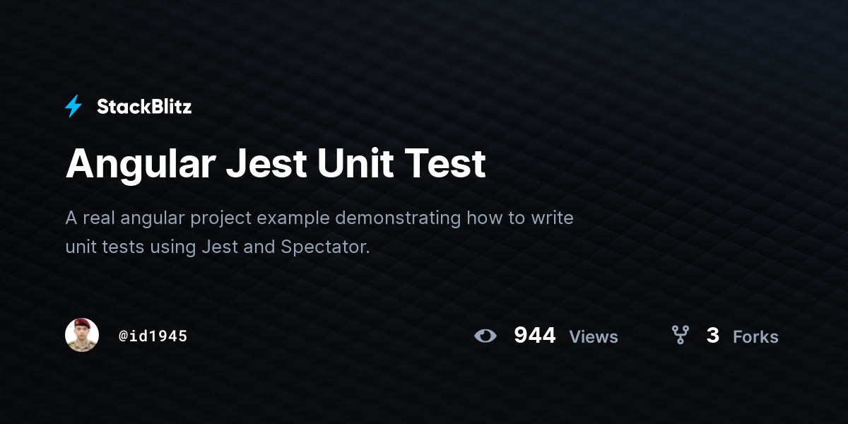 Angular Jest Unit Test - StackBlitz