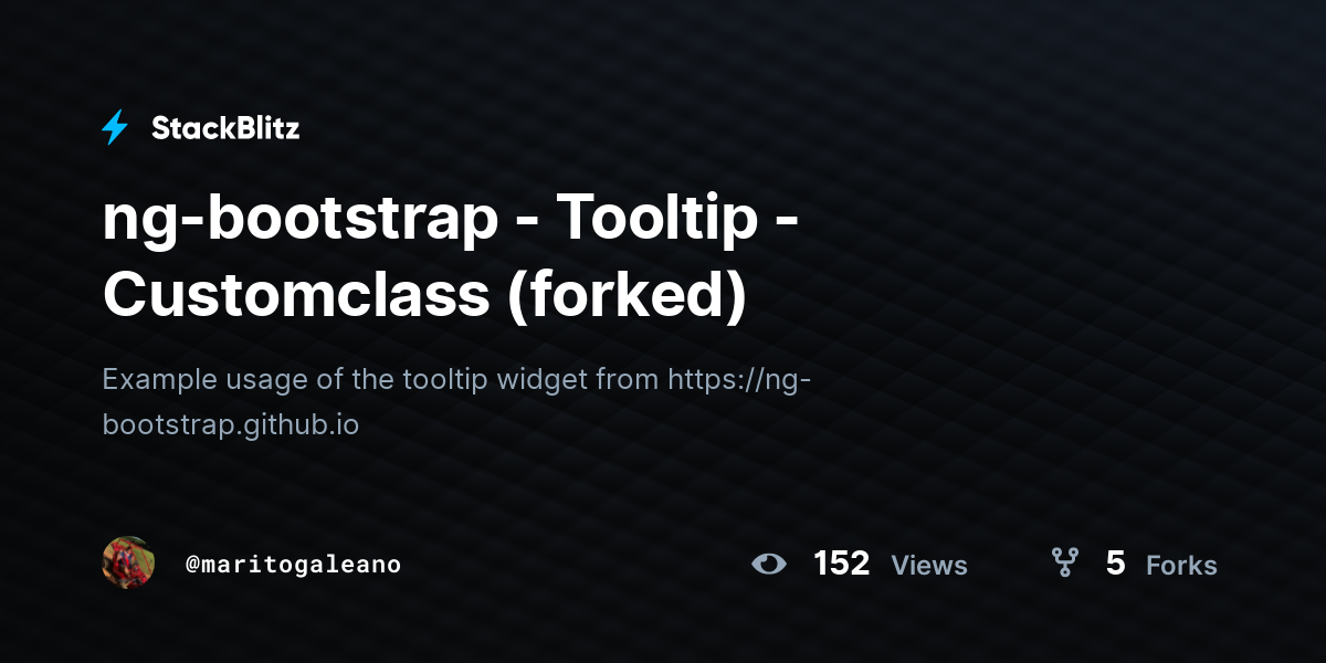ng-bootstrap - Tooltip - Customclass (forked) - StackBlitz