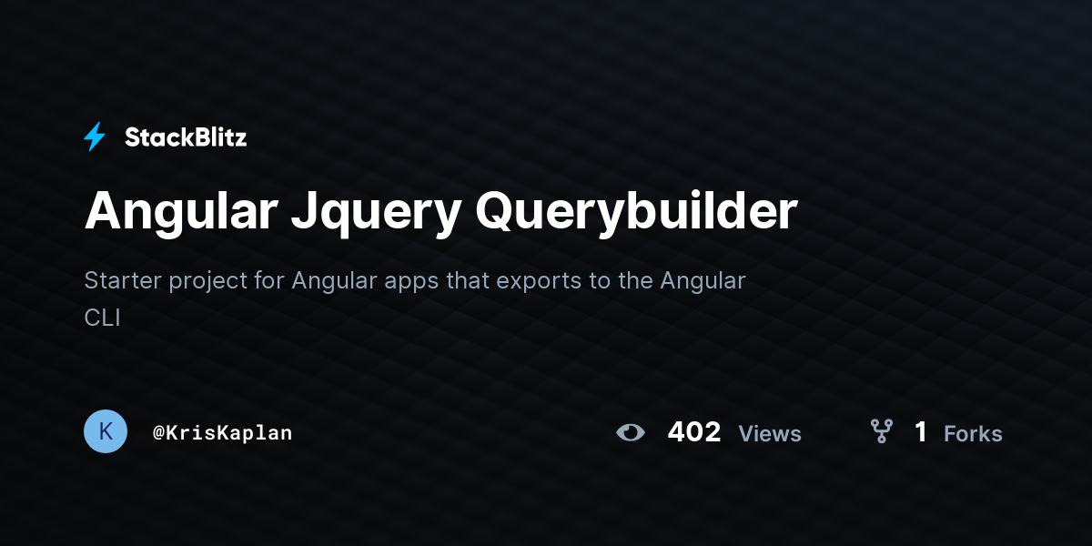 Angular Jquery Querybuilder - StackBlitz