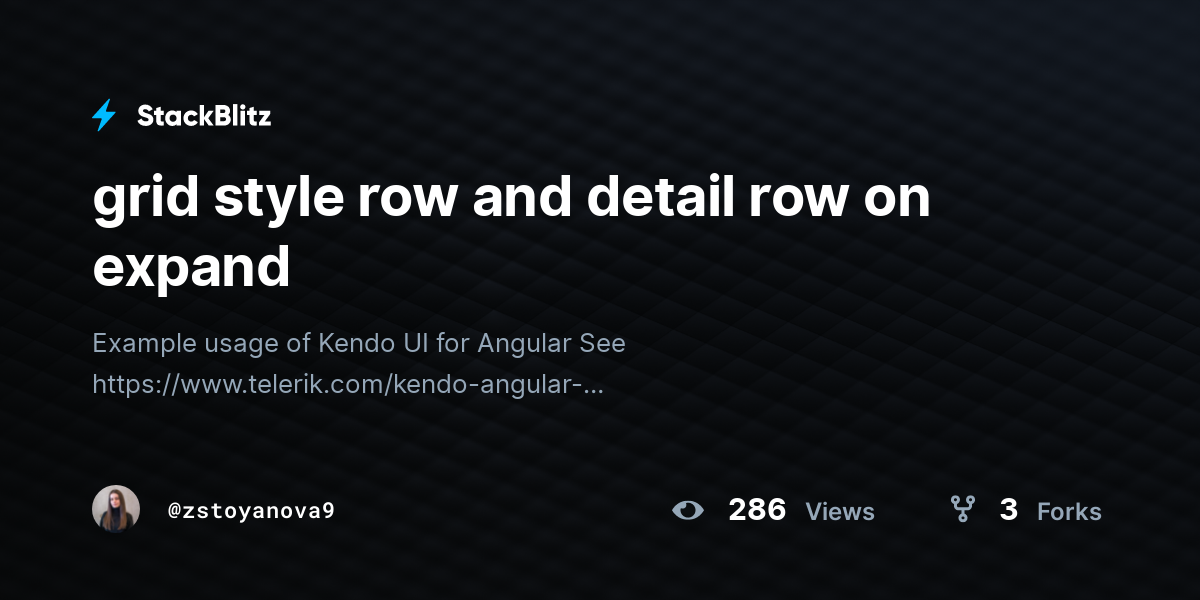 grid style row and detail row on expand - StackBlitz