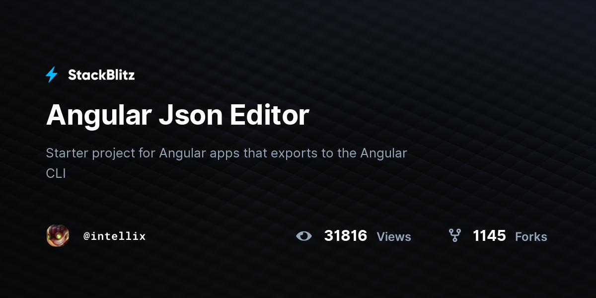 Angular Json Editor - StackBlitz