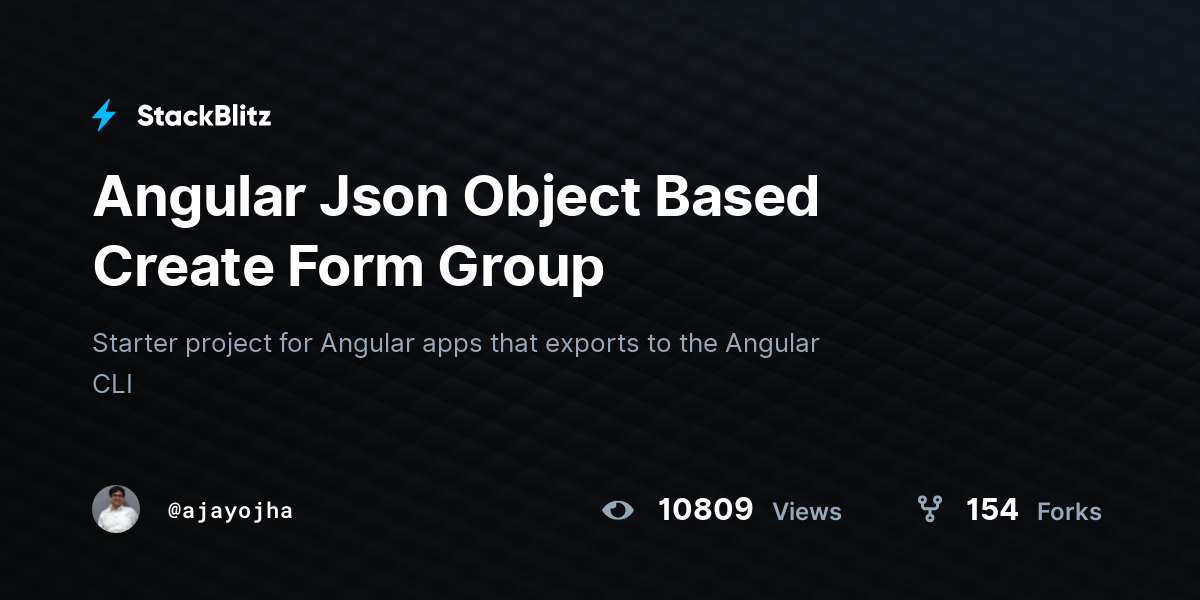 Angular Json Object Based Create Form Group StackBlitz