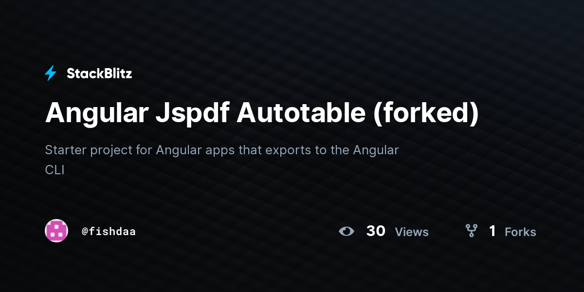 Angular Jspdf Autotable (forked) - StackBlitz