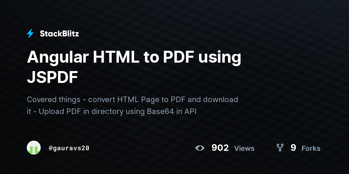 Angular HTML To PDF Using JSPDF - StackBlitz