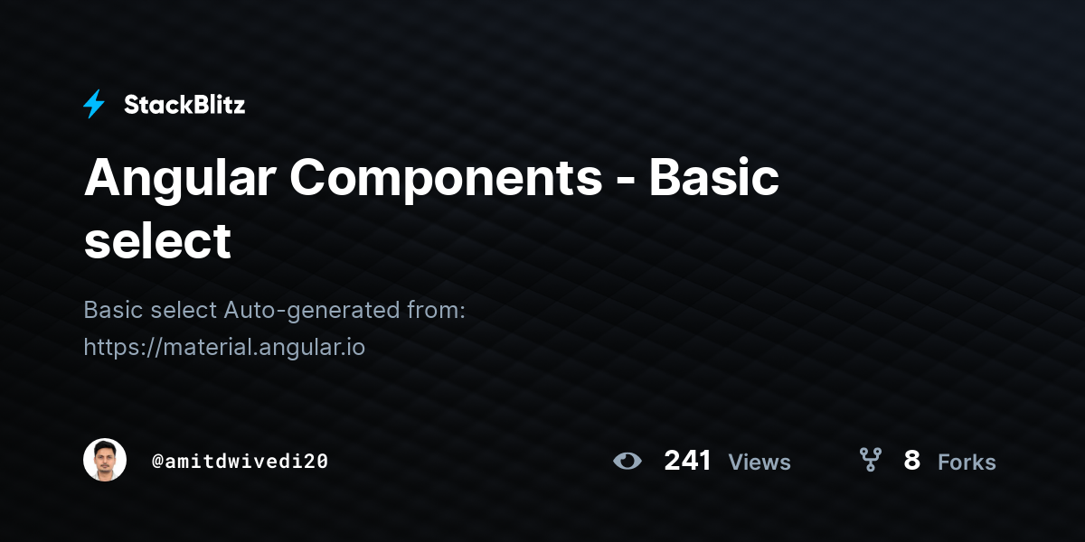 Angular Components - Basic select - StackBlitz