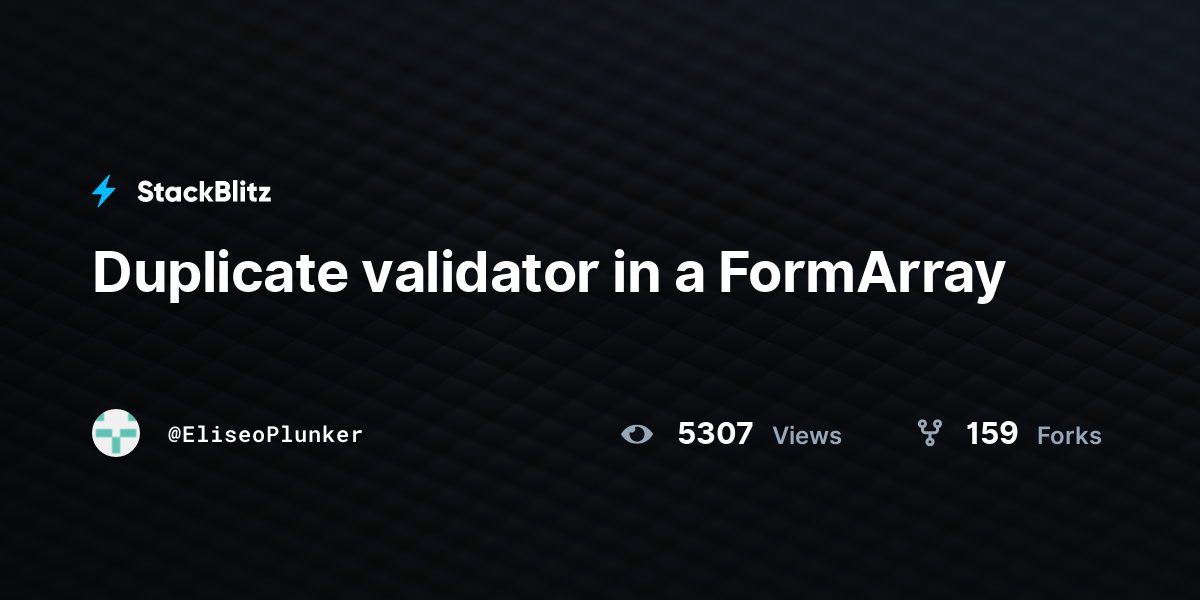 Duplicate validator in a FormArray - StackBlitz