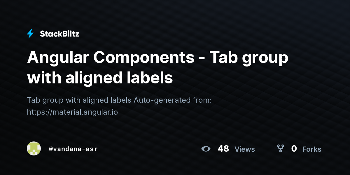 Angular Components - Tab group with aligned labels - StackBlitz