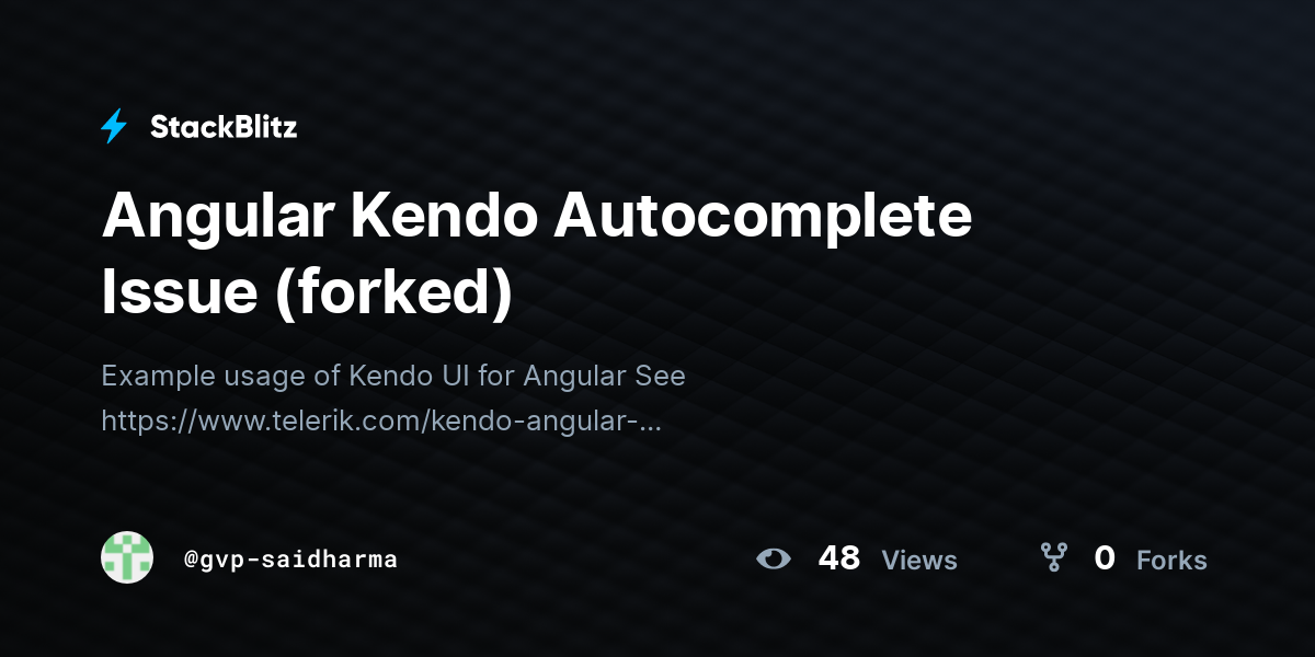 Angular Kendo Issue (forked) StackBlitz