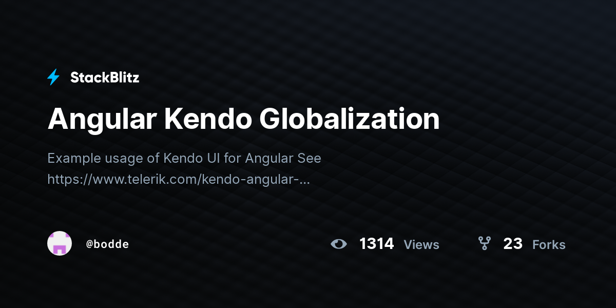 Angular Kendo Globalization - StackBlitz