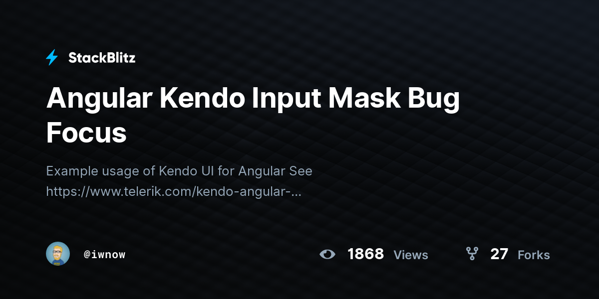 Angular Kendo Input Mask Bug Focus - StackBlitz