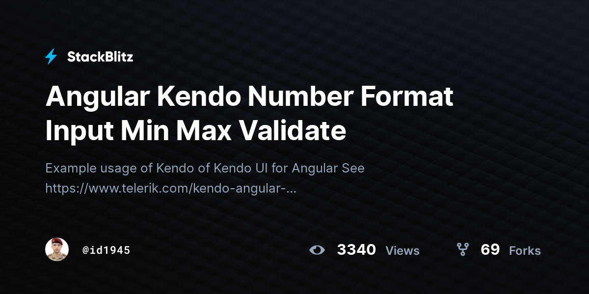Angular Kendo Number Format Input Min Max Validate - StackBlitz