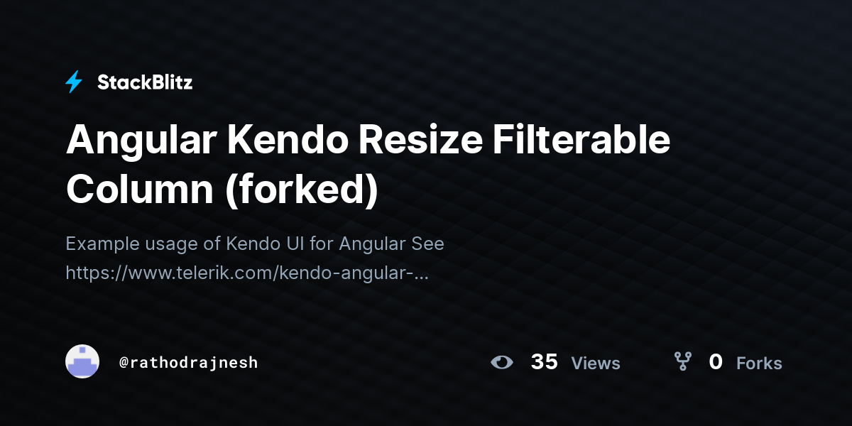Angular Kendo Resize Filterable Column (forked) - StackBlitz