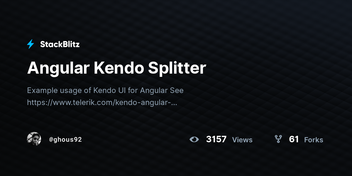 Angular Kendo Splitter - StackBlitz