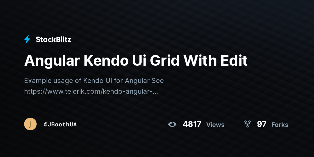 Angular Kendo Ui Grid With Edit - StackBlitz