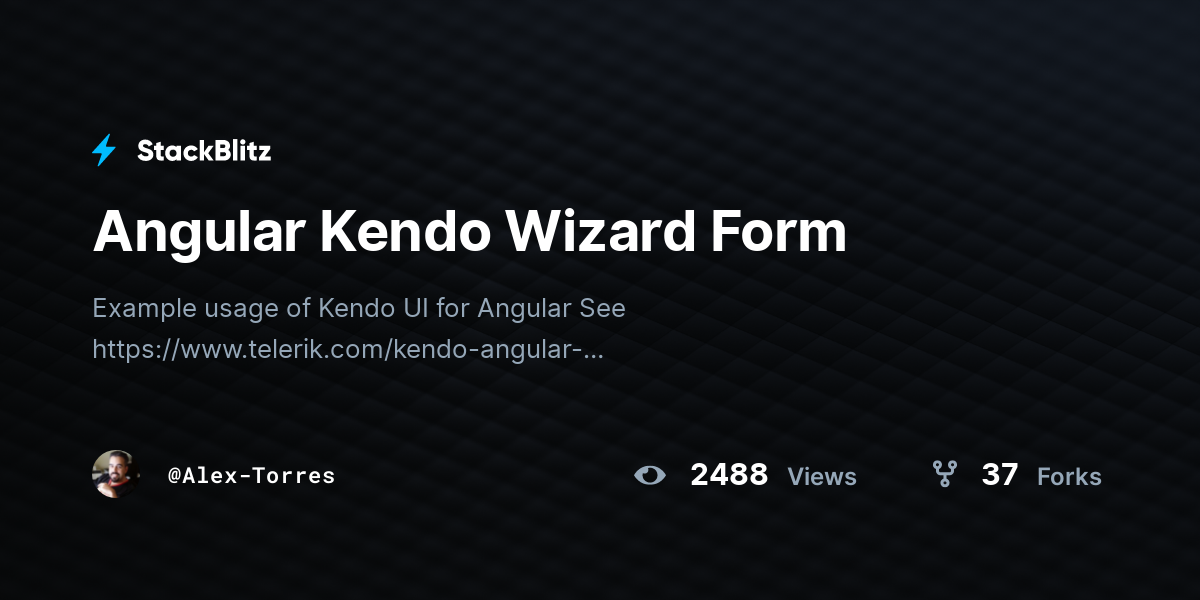 Angular Kendo Wizard Form - StackBlitz