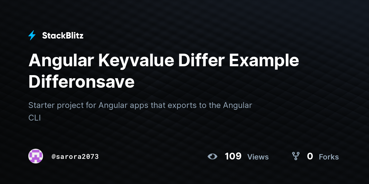 Angular Keyvalue Differ Example Differonsave - StackBlitz