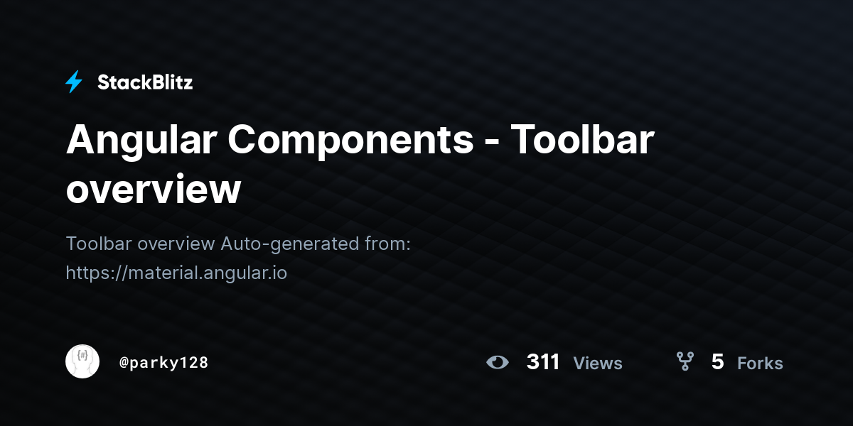 Angular Components - Toolbar overview - StackBlitz