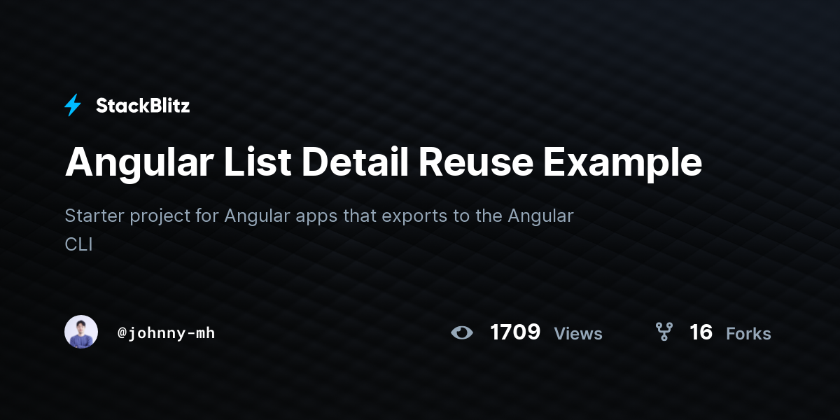 Angular List Detail Reuse Example - StackBlitz