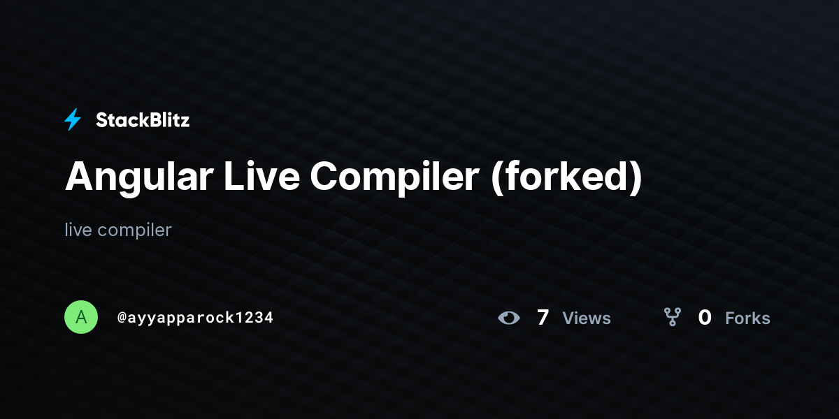 Angular live compiler forked stackblitz