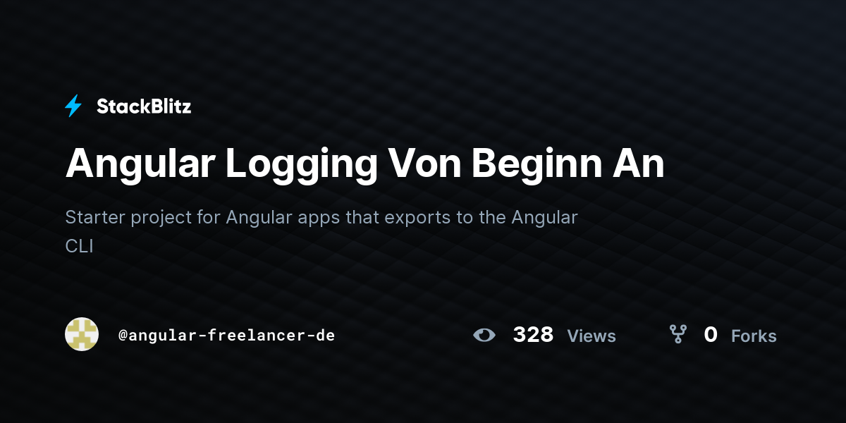 Angular Logging Von Beginn An - StackBlitz