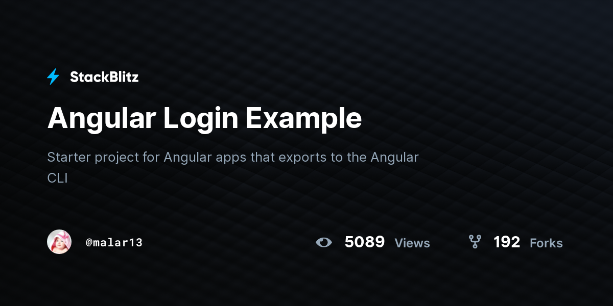 Angular Login Example - StackBlitz