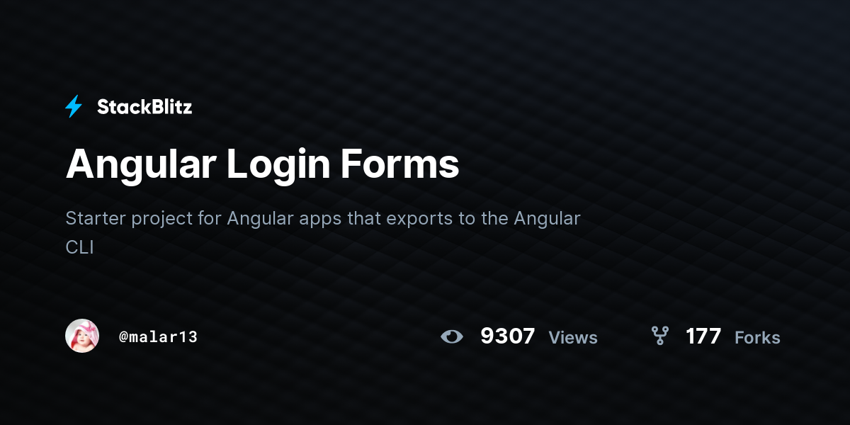 Angular login forms stackblitz