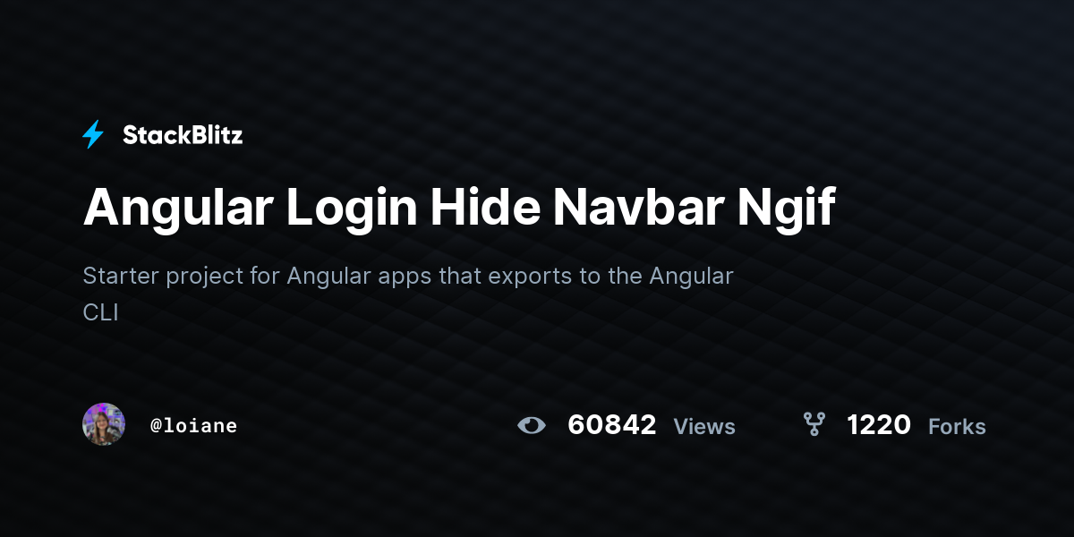 Angular Login Hide Navbar Ngif StackBlitz
